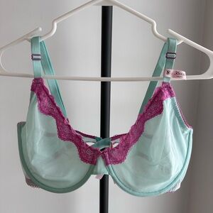 NWT On Strap Victoria's Secret Baby blue and Pink Lace Bra